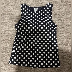 Lands' End Black and White Polka Dot High Neck Modest Swim Top sz 8 long